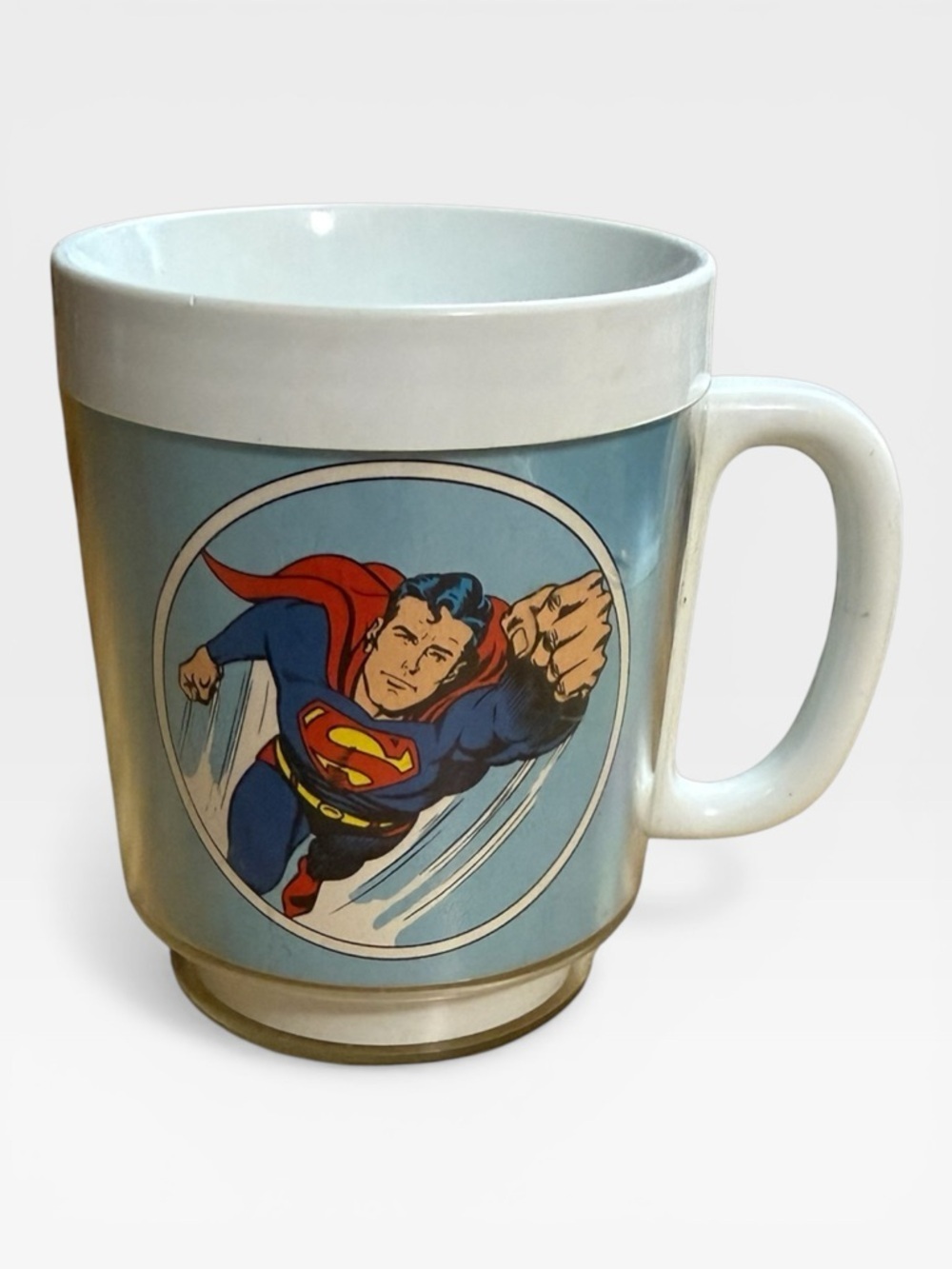 Vintage 1974 Superman Thermo-Serve Insulated Plastic Mug
